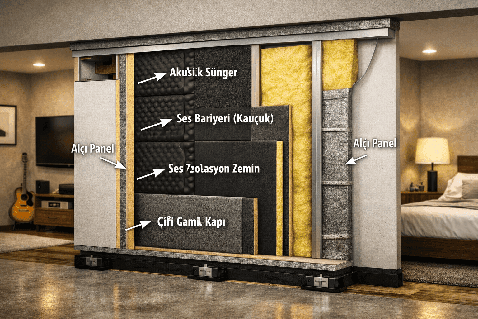 Daire Komşu Duvarı İzolasyonu akustik panel